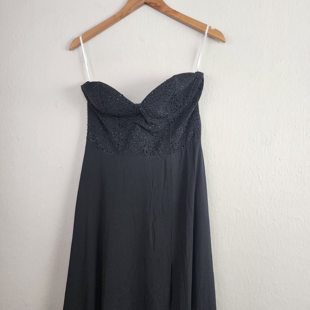 Lulus Remember This Moment Black Rhinestone Strapless Bustier Maxi Dress M - Picture 6 of 14